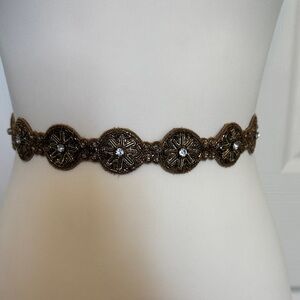 Vintage altar’d State rhinestone Embellished Bronze Beaded Waist stretch Belt S✨